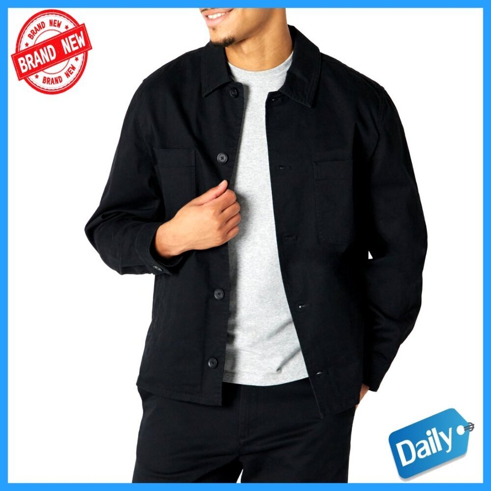 Relaxed Fit Stretch Cotton Utility Jacket Classic Minimal Lightweight Menswear